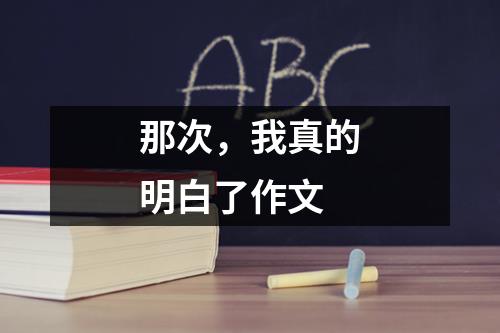 那次，我真的明白了作文