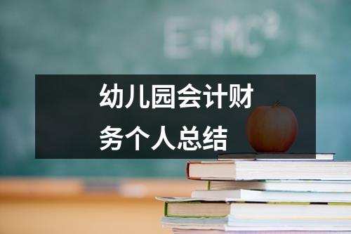 幼儿园会计财务个人总结