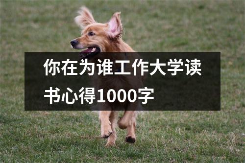 你在为谁工作大学读书心得1000字