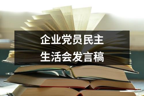 企业党员民主生活会发言稿