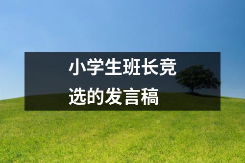 小学生班长竞选的发言稿