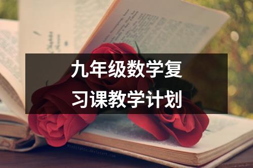 九年级数学复习课教学计划