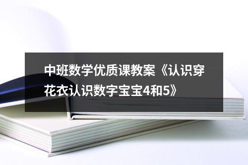 中班数学优质课教案《认识穿花衣认识数字宝宝4和5》