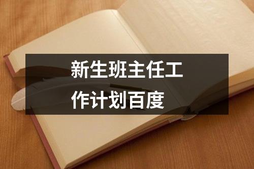 新生班主任工作计划百度