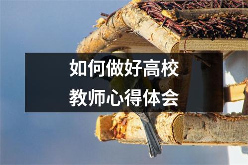 如何做好高校教师心得体会