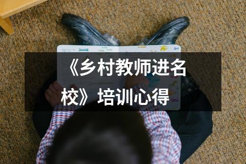 《乡村教师进名校》培训心得