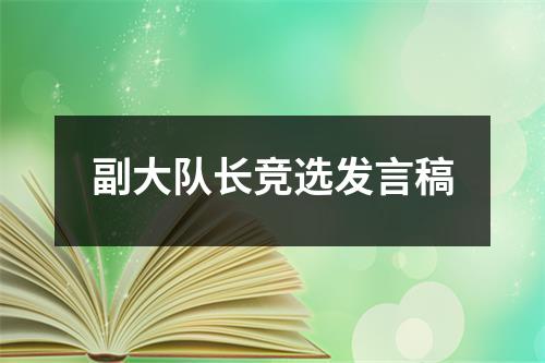 副大队长竞选发言稿