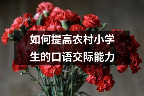 如何提高农村小学生的口语交际能力