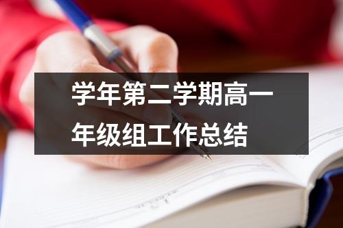 学年第二学期高一年级组工作总结