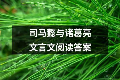 司马懿与诸葛亮文言文阅读答案