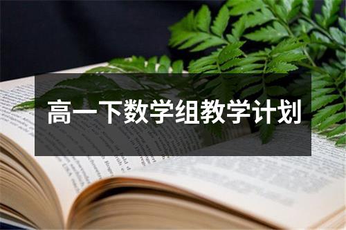 高一下数学组教学计划