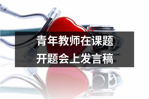 青年教师在课题开题会上发言稿