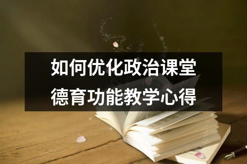 如何优化政治课堂德育功能教学心得