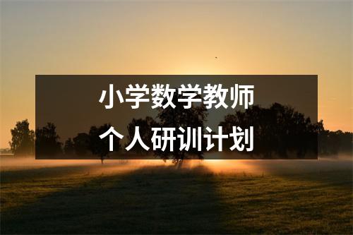 小学数学教师个人研训计划