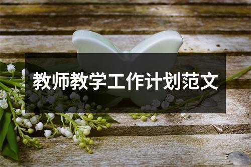 教师教学工作计划范文