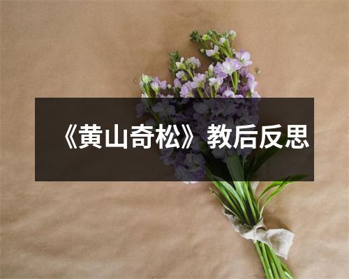 《黄山奇松》教后反思