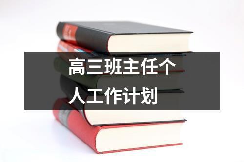 高三班主任个人工作计划