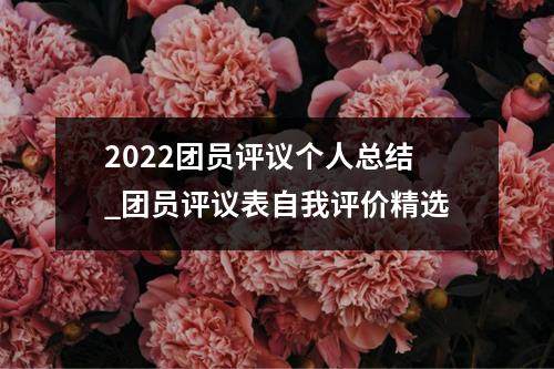 2022团员评议个人总结_团员评议表自我评价精选