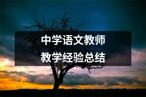 中学语文教师教学经验总结