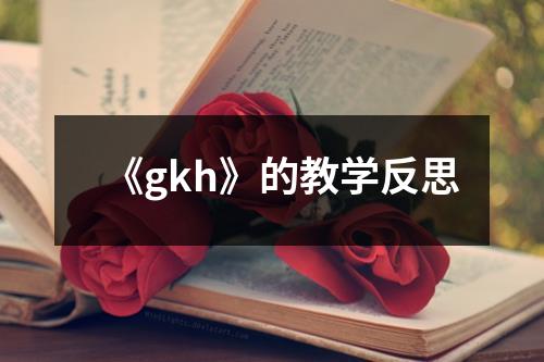 《gkh》的教学反思