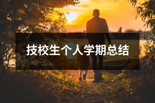 技校生个人学期总结