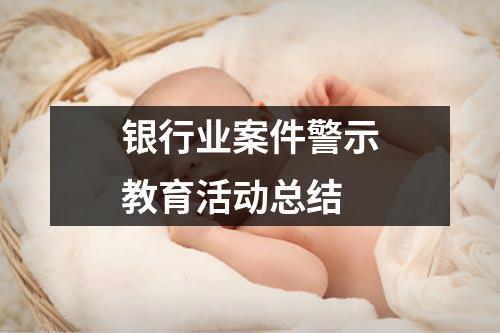 银行业案件警示教育活动总结