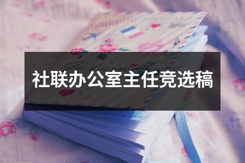 社联办公室主任竞选稿