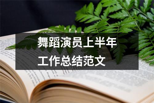 舞蹈演员上半年工作总结范文