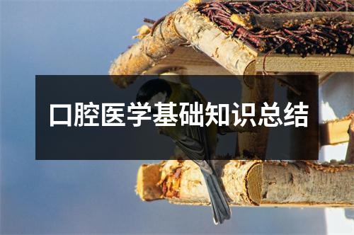 口腔医学基础知识总结