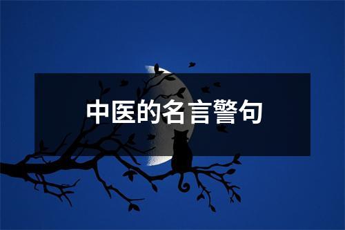 中医的名言警句