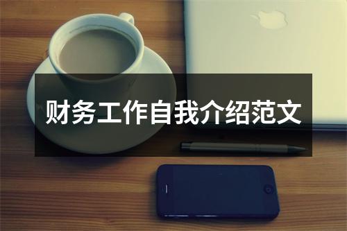 财务工作自我介绍范文