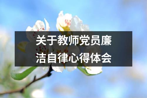 关于教师党员廉洁自律心得体会