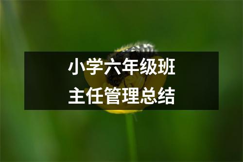 小学六年级班主任管理总结