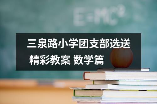 三泉路小学团支部选送 精彩教案 数学篇