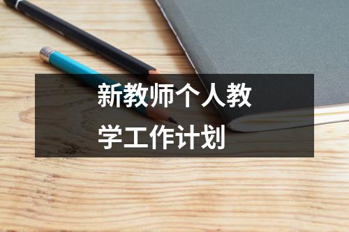 新教师个人教学工作计划