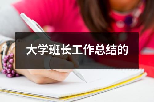 大学班长工作总结的