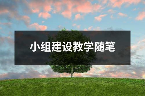 小组建设教学随笔