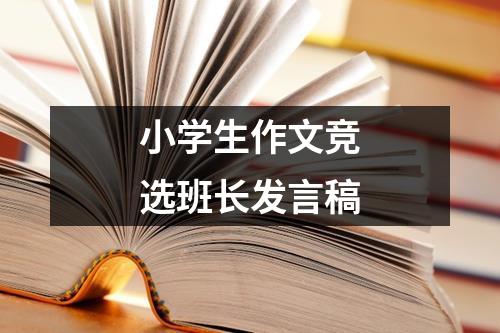 小学生作文竞选班长发言稿