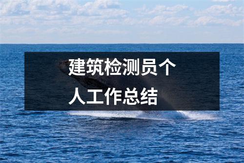 建筑检测员个人工作总结