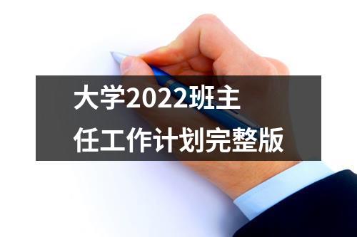 大学2022班主任工作计划完整版