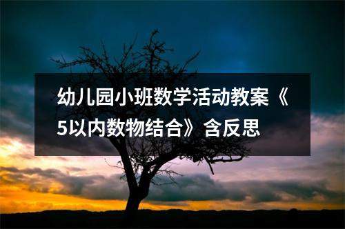 幼儿园小班数学活动教案《5以内数物结合》含反思