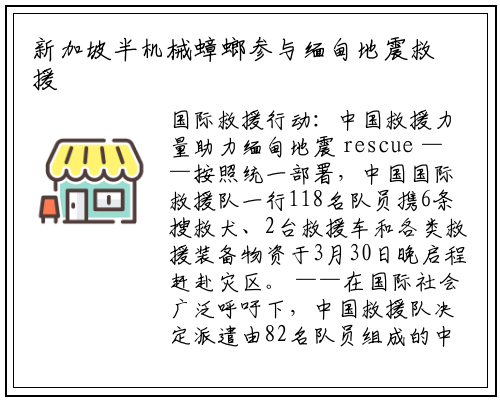 新加坡半机械蟑螂参与缅甸地震救援